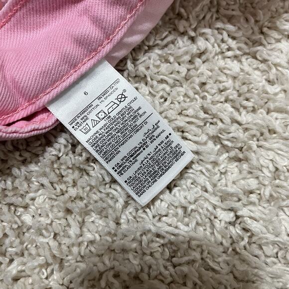 Old Navy Pink High Rise OG Straight Frayed Hem 90's Y2K Vibe Denim Shorts NWT - Picture 5 of 5